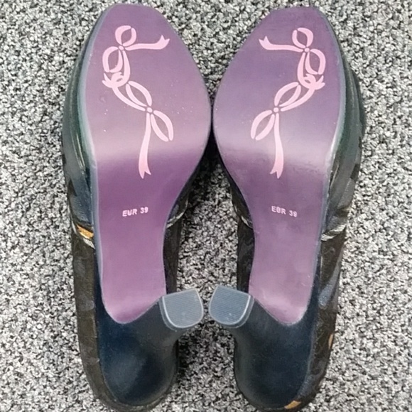 Poetic License Platform Peep Toe Black Heels 8 - Picture 5 of 8